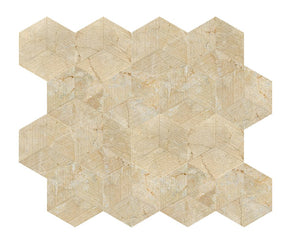 English Elm Hexagon Gold Beige Yellow Marble Tiles - Textured Fluted Finish For Stunning Bathroom Walls & Accents W1696P262336