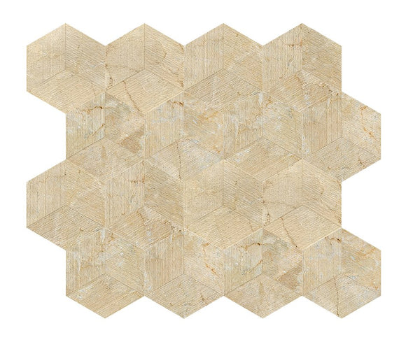 English Elm Hexagon Gold Beige Yellow Marble Tiles - Textured Fluted Finish For Stunning Bathroom Walls & Accents W1696P262336