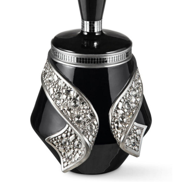 English Elm 14" Luxurious Polyresin Jewelry Box Stellaire — Black & Silver Bejeweled Bow Tassel Decorative Gift B072116366