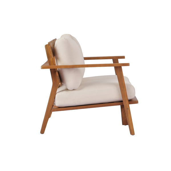 English Elm 4-piece Acacia Wood Outdoor Conversation Set Mid-century Patio with Quick-dry Cushions N767P359942T