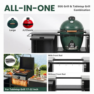 English Elm K&k Stainless Steel Outdoor Kitchen Island with Fold Out Prep Surface for Kamado Grills N707S000023B