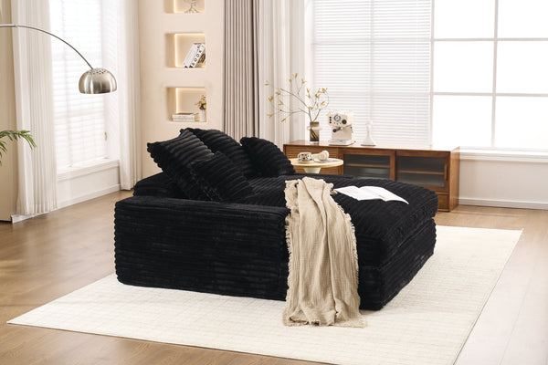 English Elm 028dr-oversized Corduroy Chaise Lounge Sleeper Chair Xxl Seat for Studio Living Black W527S00007