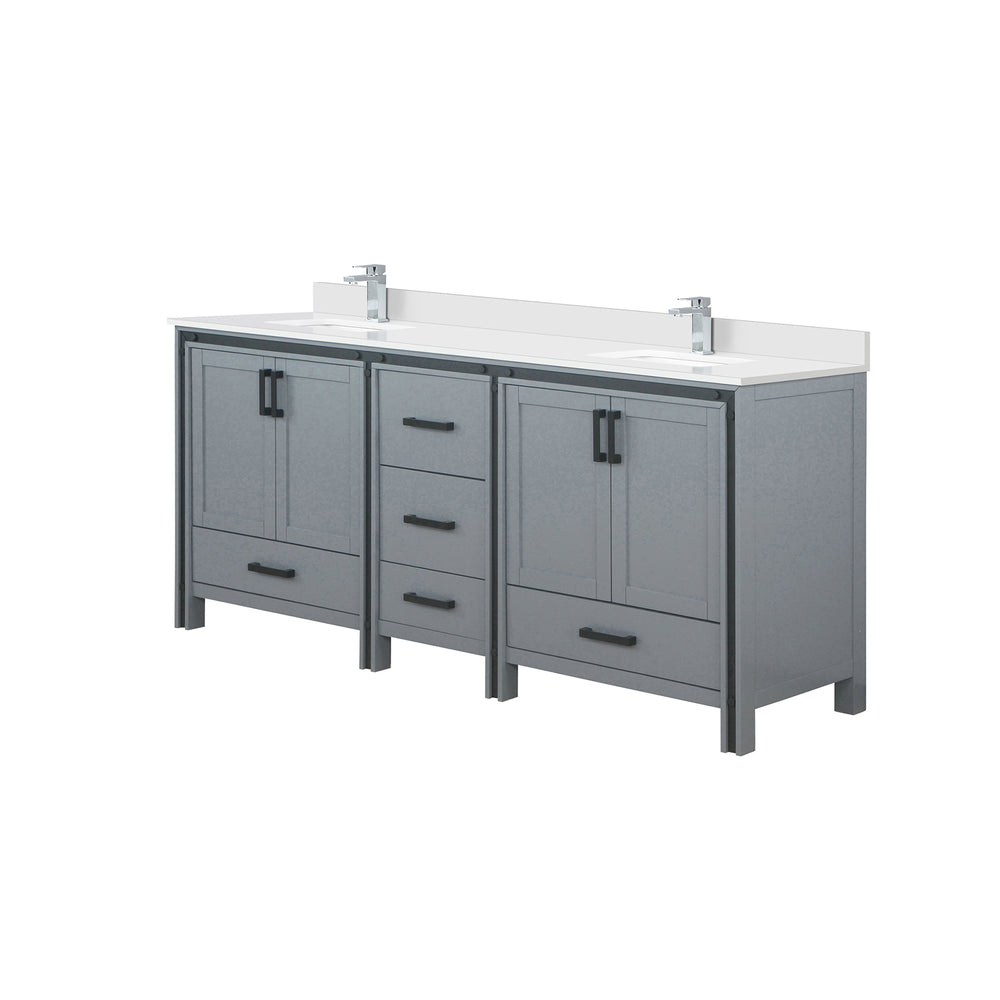 English Elm Dark Grey Double Bath Vanity With Cultured Marble Top, Soft-Close Cabinets & Chrome Faucet Set B2731P260653
