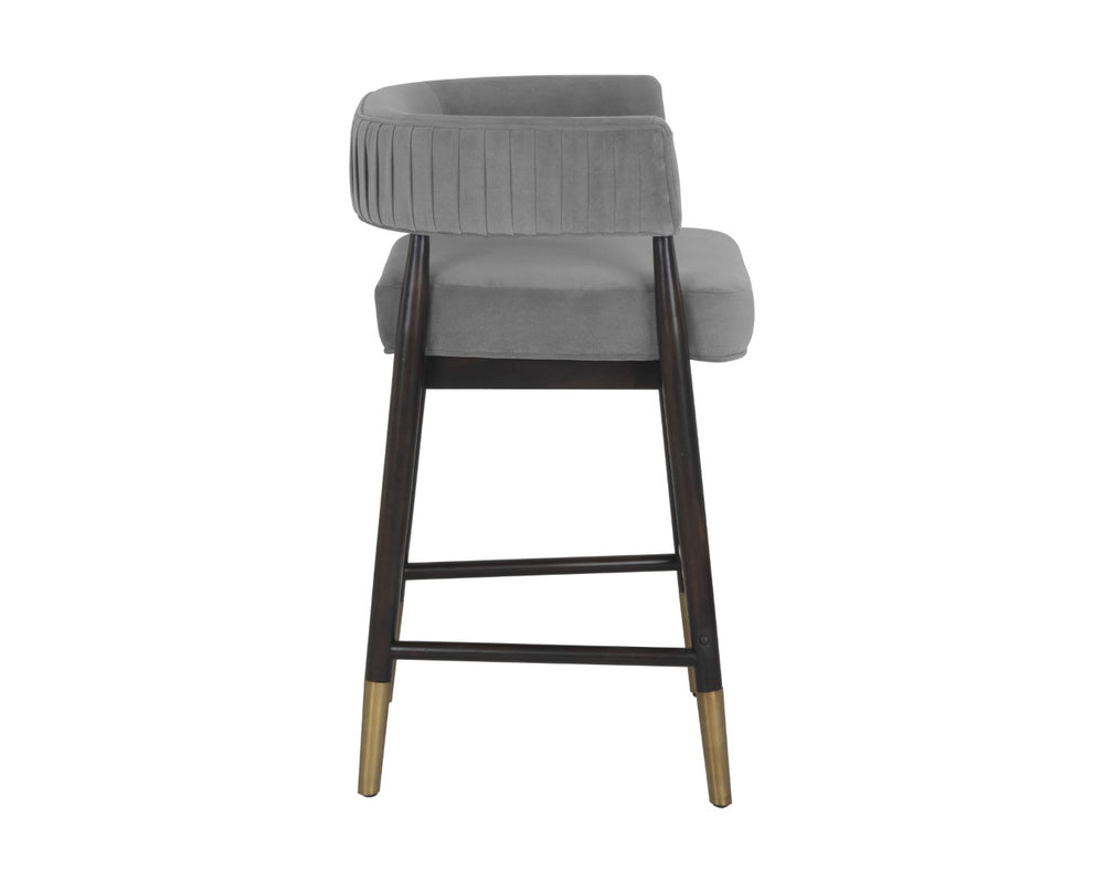 Sunpan CALLEM Counter Stool - Antonio Charcoal, Modern Open-Back Design, Durable Performance Fabric & Luxe Accents 107537