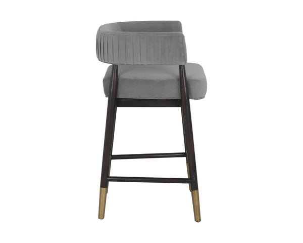 Sunpan CALLEM Counter Stool - Antonio Charcoal, Modern Open-Back Design, Durable Performance Fabric & Luxe Accents 107537