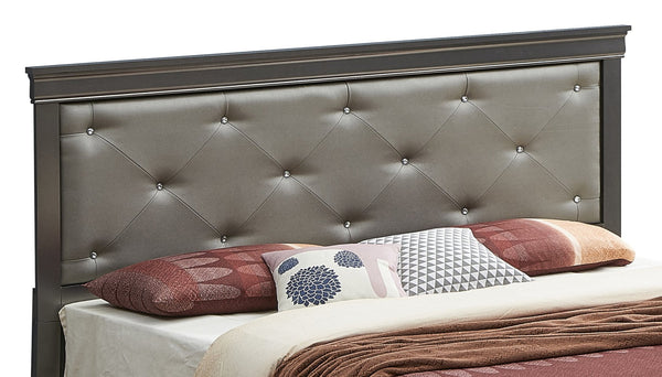 English Elm Lorana Twin Bed with Jeweled Tufted Headboard and LED Accents, Metallic Finish, Durable Wood Veneer Black 85 L x 4 W x 8 H B078S00587