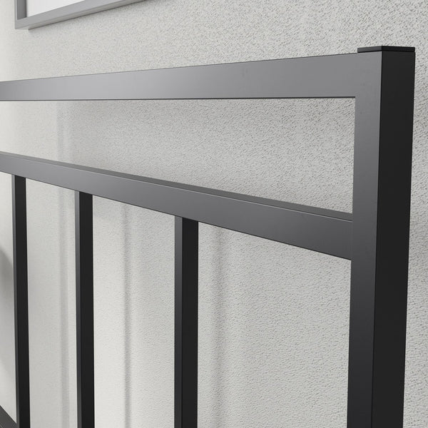 English Elm Twin Metal Platform Bed with Headboard, Black Finish — Space-Saving, Sturdy Support & Under-Bed Storage B356P367950