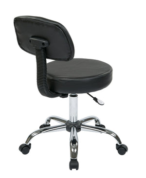 OSP Home Furnishings Pneumatic Drafting Chair with Chrome Base and Vinyl Seat for Studio or Counter Use Black ST235V-3
