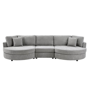 English Elm Christopher Knight Home® - 3-seater Curved Chenille Sofa with Plush 7.5" Seat Cushions and Two Pillows for Stylish Living DARK GREY N763S000020R