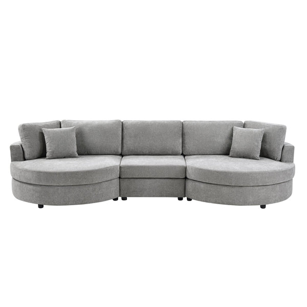 English Elm Christopher Knight Home® - 3-seater Curved Chenille Sofa with Plush 7.5" Seat Cushions and Two Pillows for Stylish Living DARK GREY N763S000020R