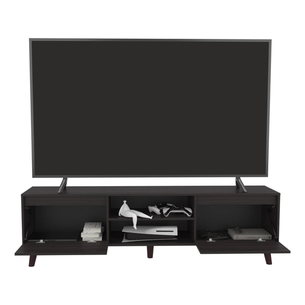 English Elm TV Walnut Entertainment Console for TVs up to 75" — 70.8" Modern Cabinetry, Scratch-Resistant Finish B128P387083