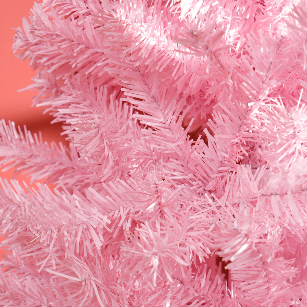 English Elm Homcom 8' Tall Slim Pink Douglas Fir Christmas Tree With 1168 Realistic Tips - Perfect For Small Spaces! W2225P249615
