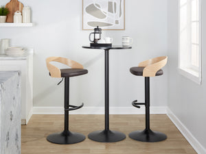 English Elm Adjustable Swivel Barstools Set of 3 Faux Leather Wood Industrial Kitchen Counter B202S02024