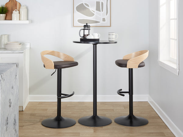 English Elm Adjustable Swivel Barstools Set of 3 Faux Leather Wood Industrial Kitchen Counter B202S02024