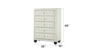 English Elm Encore Modern Style Tufted Queen 5Pc Bedroom Set In Soft Beige - Chic Comfort & Ample Storage Solutions B009S01711