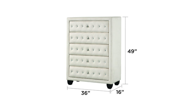 English Elm Encore Modern 5Pc Upholstered King Bedroom Set With Tufted Headboard & Stylish Storage Solutions B009S01715