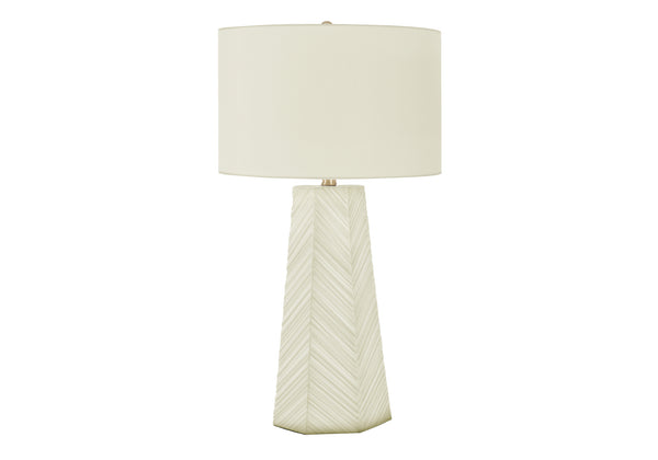 English Elm Lighting, Curved Ceramic Table Lamp with Ivory Linen Shade and Gold Finial, 24" Height, Transitional White 17 L x 17 W x 21 H B2710P220080