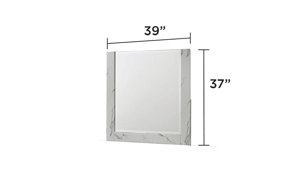 English Elm Mist Mirror White — Two-Tone High-Gloss Marble-Look Lacquer Frame, Oversized Reflective Surface, Modern Elegance (Mirror Only) B009P309327