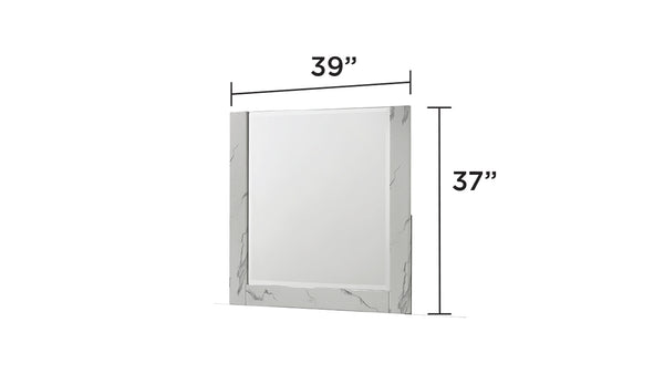 English Elm Mist Mirror White — Two-Tone High-Gloss Marble-Look Lacquer Frame, Oversized Reflective Surface, Modern Elegance (Mirror Only) B009P309327