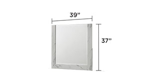 English Elm Mist Mirror White — Two-Tone Marble-Look Lacquer Frame, Oversized Reflective Surface for Lightyields Elegance G150108675