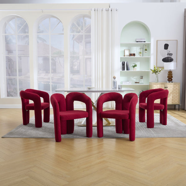 English Elm Contemporary Velvet Upholstered Barrel Accent Chair Set of 2 with Foam Seat, Steel Frame, Plush Upholstery Red W395P224755