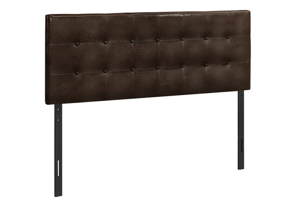 English Elm Bed, Button-Tufted Upholstered Headboard for Full Bed with Faux Leather Look and Sturdy Frame Brown 65 L x 24 W x 4 H B2710P219547