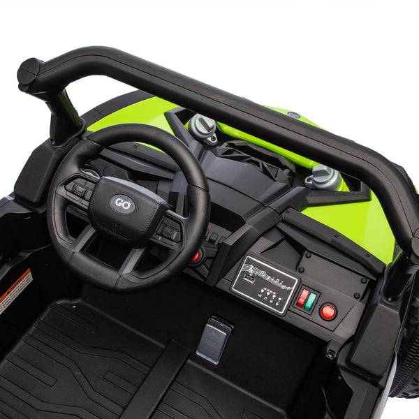 English Elm 24v Two Seat Kids Electric Utv with Parental Remote Suspension Off Road Ride On Green W1578P184798