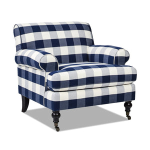 English Elm Jennifer Taylor Home - Alana 38" Lawson Accent Arm Chair With Metal Casters – Stylish Blue Lattice Woven Comfort Seat B2719P238308