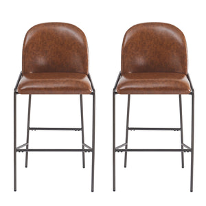 English Elm Christopher Knight Home® - Galen Upholstered Metal Barstool Set of 2 with Plush Stain-Resistant Fabric, Ergonomic Modern Design Brown N775P290453P