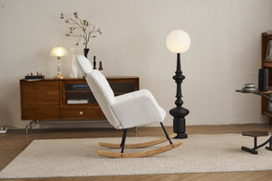 English Elm 055-teddy Plush Fabric Nursery Glider with High Back Support and Modern Rocking Base W527P228306