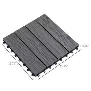 English Elm Outsunny Composite Interlocking Patio Tiles Wood Look Outdoor Flooring for Balcony Porch W2225P174539