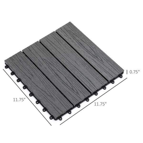 English Elm Outsunny Composite Interlocking Patio Tiles Wood Look Outdoor Flooring for Balcony Porch W2225P174539