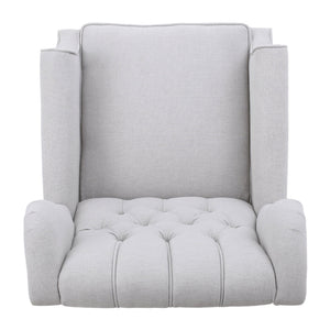English Elm Charcoal Wingback Pushback Recliner with Button Tufted Diamond Fabric Upholstery Light Grey N763P410529R