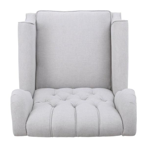 English Elm Charcoal Wingback Pushback Recliner with Button Tufted Diamond Fabric Upholstery Light Grey N763P410529R