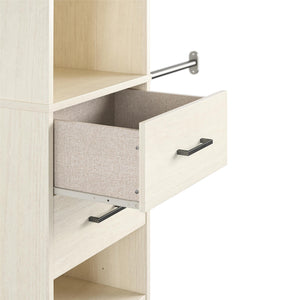 English Elm Kelly Modular Closet Tower with Open Shelves Two Drawers and Adjustable Hanging Rods B2733P436559