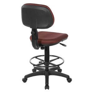 OSP Home Furnishings Sculptured Ergonomic Drafting Chair with Adjustable Footrest for Counter Height Workstations Wine DC517-298