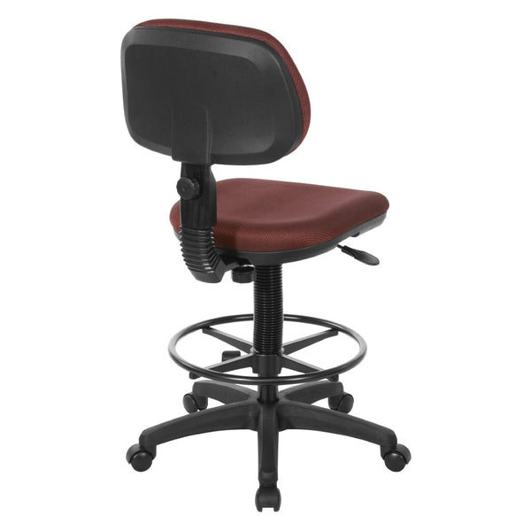 OSP Home Furnishings Sculptured Ergonomic Drafting Chair with Adjustable Footrest for Counter Height Workstations Wine DC517-298