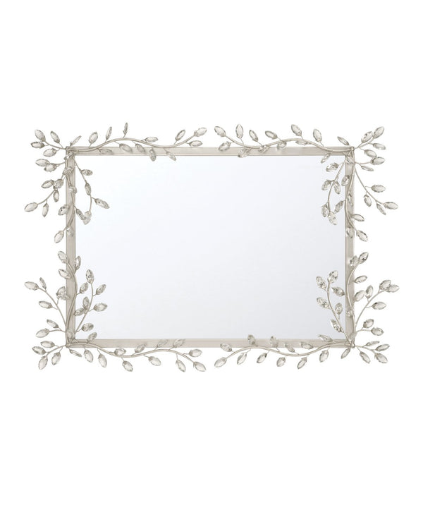 Currey & Company Forget-me-not Rectangular Mirror - Elegant Crystal-embellished Frame With Luxurious Beveled Edge Design Silver Crystal ,Metal ,Glass 1000-0162-currey-company