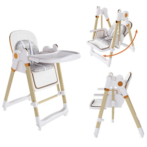 English Elm Convertible Baby High Chair to Rocker with 5-Point Harness, Foldable Feeding Seat, Quiet Wheels, Easy-Clean Tray and Adjustable Recline for Infants and Toddlers White W2699P371974