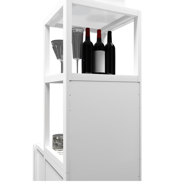 English Elm A 52ft White Linen Tower Bamboo Storage Cabinet — Slim Tall Freestanding Organizer for Small Spaces W2207P242507