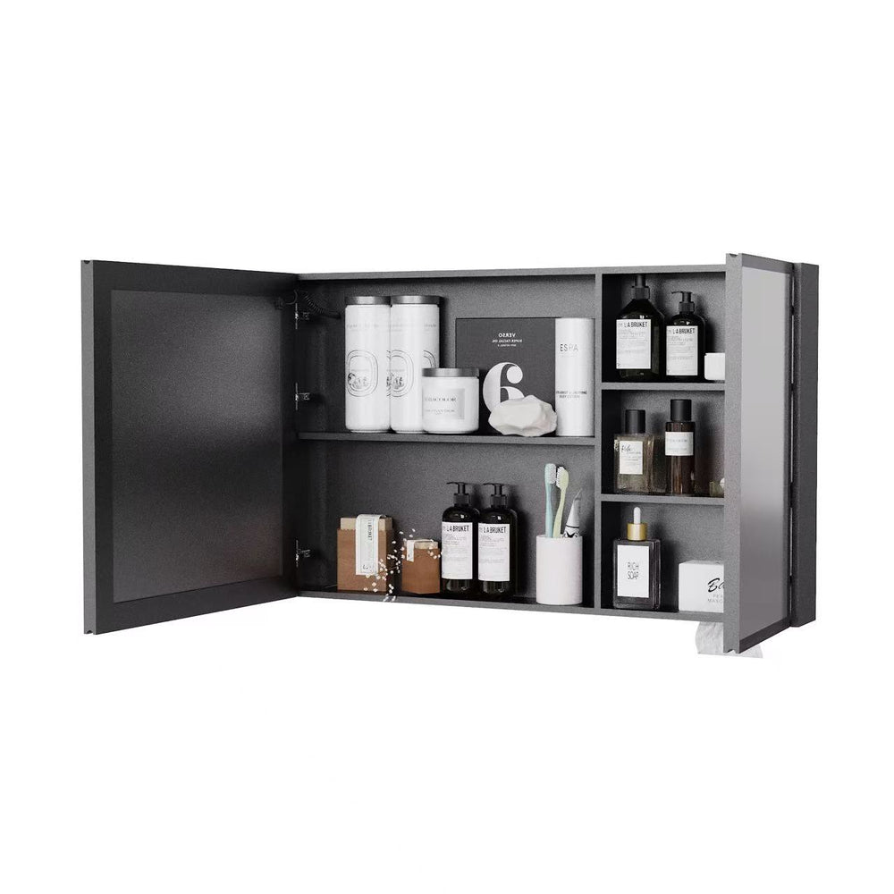 English Elm Led Aluminum Double Door Medicine Cabinet Anti Fog Mirror Bathroom Wall Mount W3083P373519
