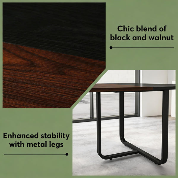 English Elm Industrial Executive Wood Desk with Rustic Brown Veneer for Home Office Workspaces T3971P457923