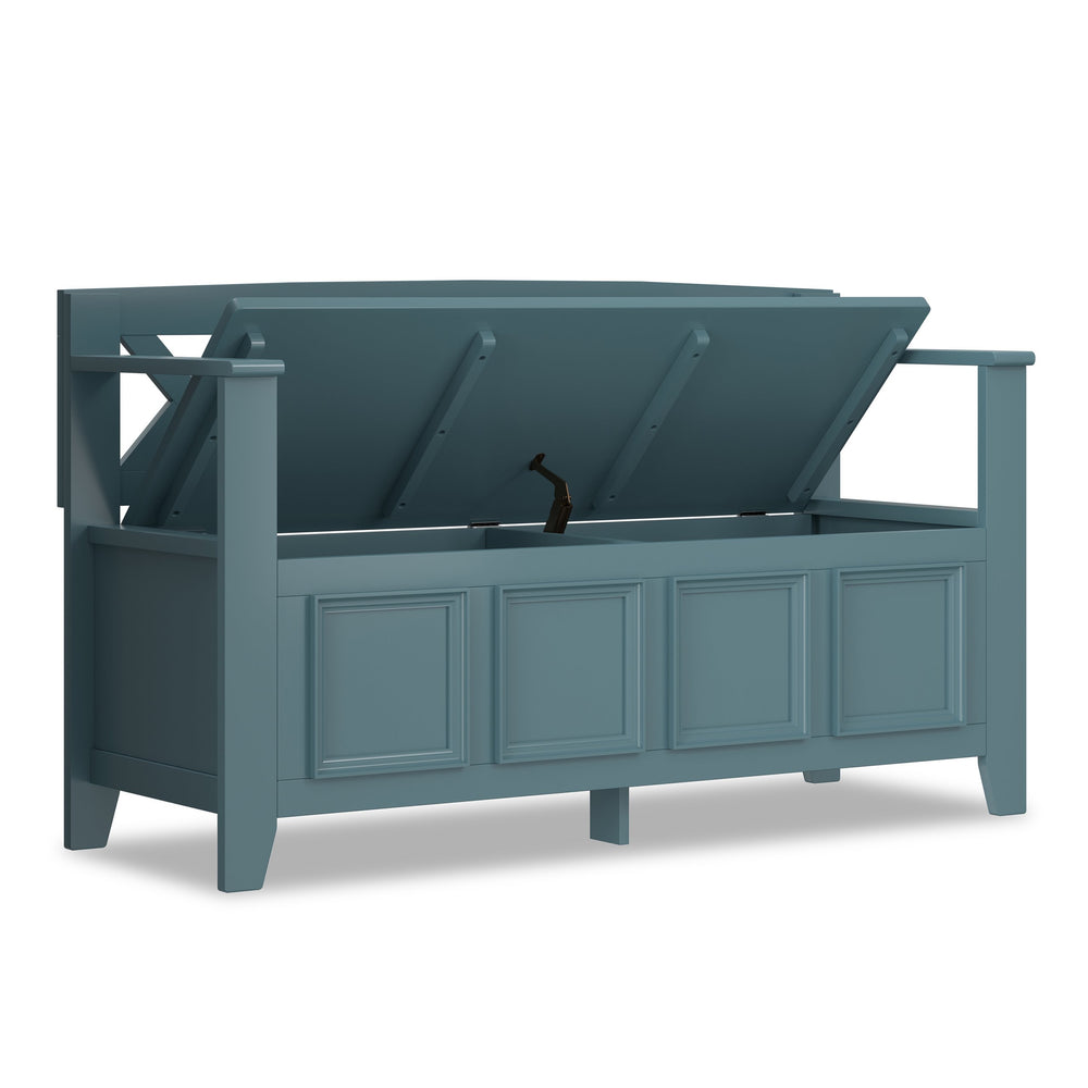 English Elm Amherst Solid Pine Entryway Bench with Hidden Storage Coastal Farmhouse Blue Finish B136P420745