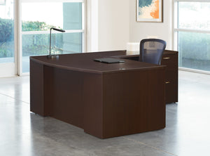 OSP Home Furnishings Napa Executive L Shape Bow Top Corner Desk with Cable Management for Modern Offices NAPESP-TYP208