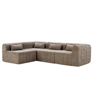 English Elm 145.5 Inch 4 Piece Modular Sectional Sofa Polyester Low Profile Living Room Couch Espresso N767P346281E