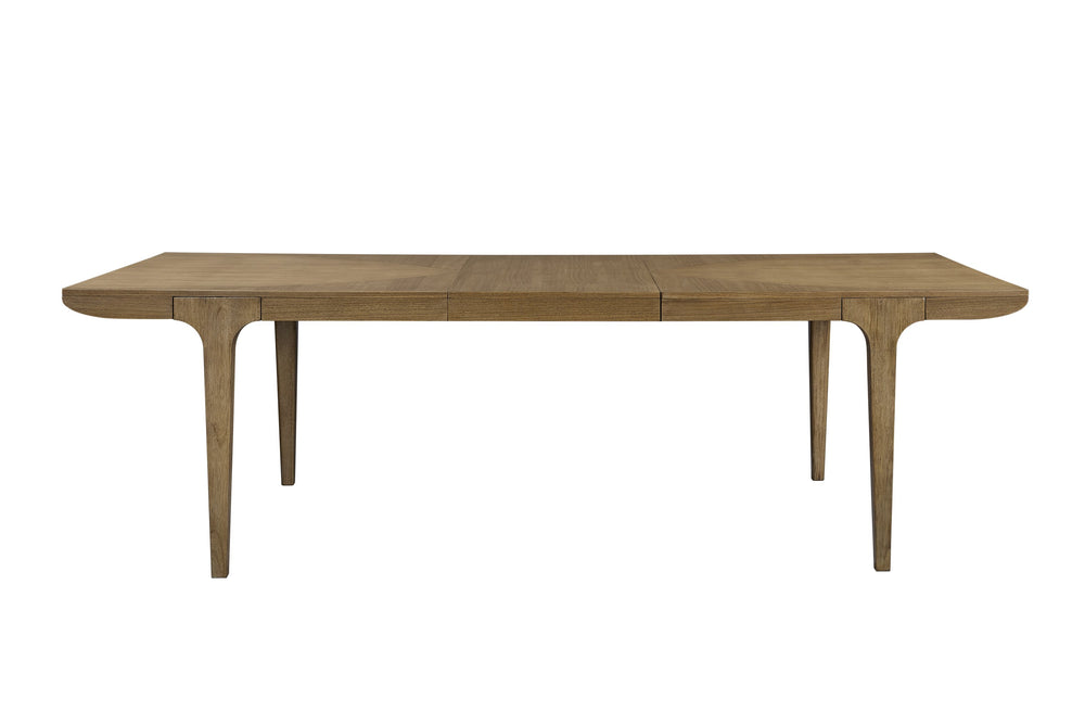 English Elm Leg Eucalyptus Dining Table - Tan Solid Wood & MDF, Extendable 78"→100", Curved Tapered Legs, Durable Veneer B2699P396165