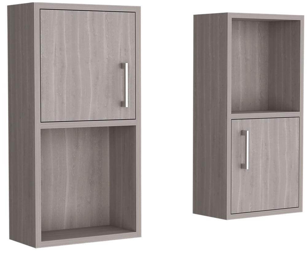 English Elm Wall Mounted Bathroom Medicine Cabinet White Oak 24" H – Compact 2-Door, 4-Shelf Engineered Wood Storage B097P199745
