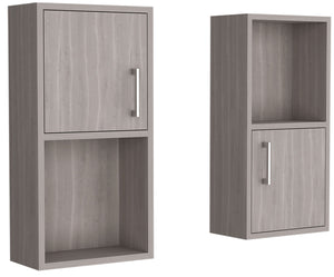 English Elm Wall Mounted Bathroom Medicine Cabinet White Oak 24" H – Compact 2-Door, 4-Shelf Engineered Wood Storage B097P199745