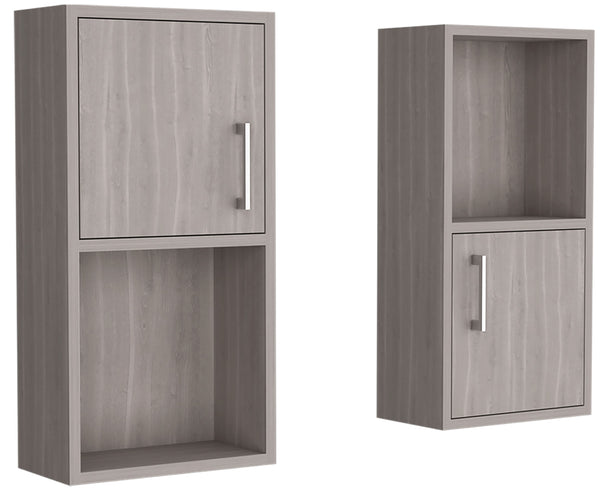 English Elm Wall Mounted Bathroom Medicine Cabinet White Oak 24" H – Compact 2-Door, 4-Shelf Engineered Wood Storage B097P199745