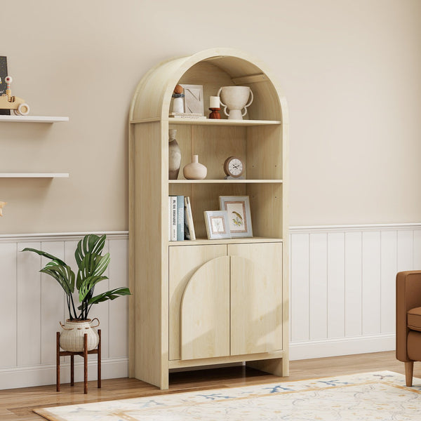 English Elm Arched Modern Farmhouse Storage Cabinet With Adjustable Shelves For Kitchen, Living Room & More W688P278910